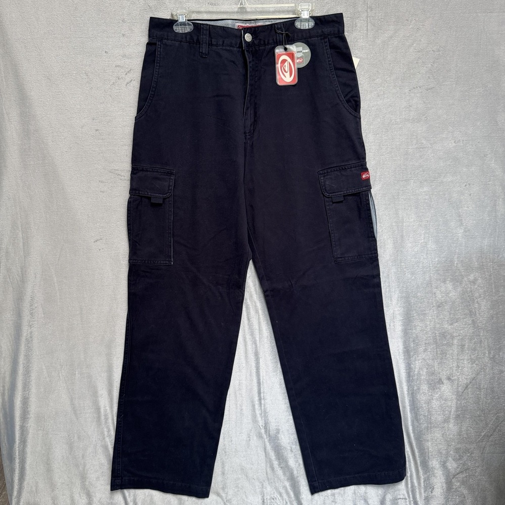 Quiksilver Cargo‎ Pants Mens 32x32 Black Metric Pant Canvas Workwear Utility Y2K